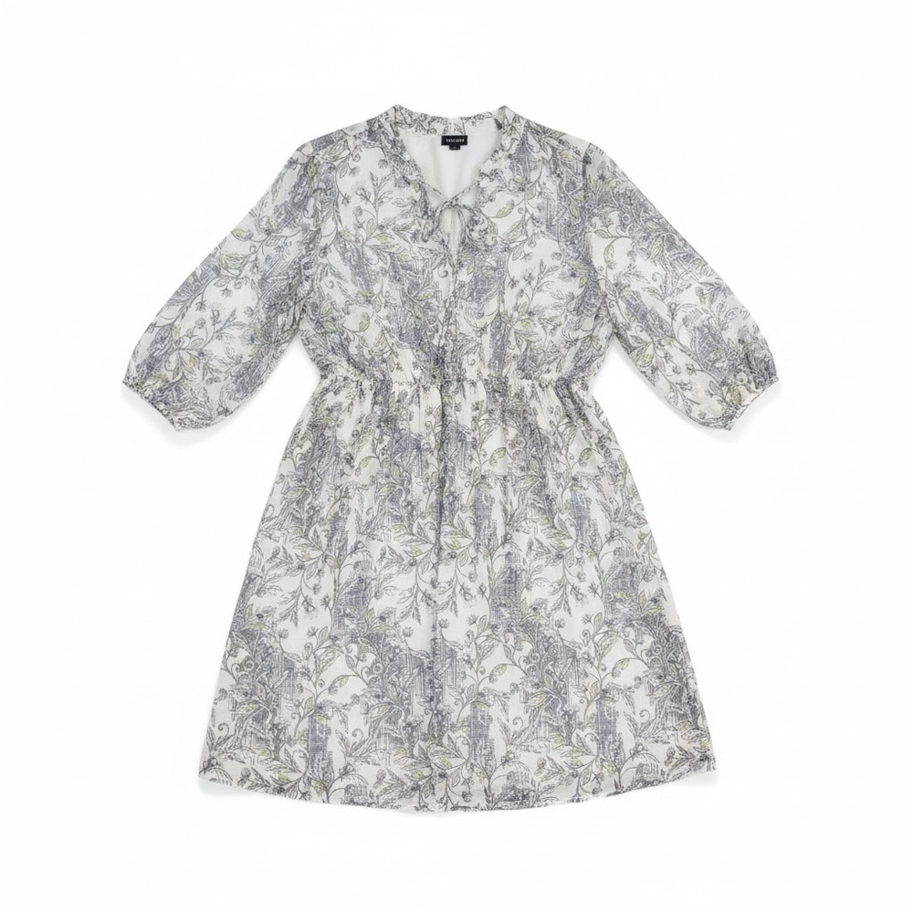 Torrid Gray Botanical Chiffon Midi Dress 2X Romantic Cottagecore - Picture 3 of 8